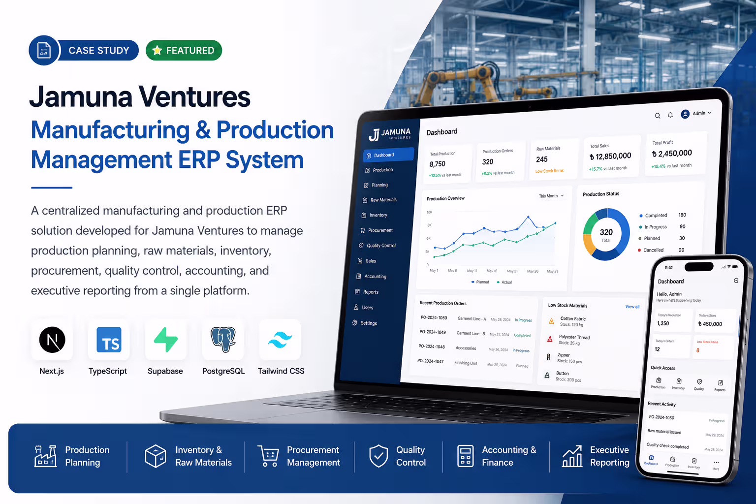 Jamuna Ventures Manufacturing & Production Management ERP System case study thumbnail